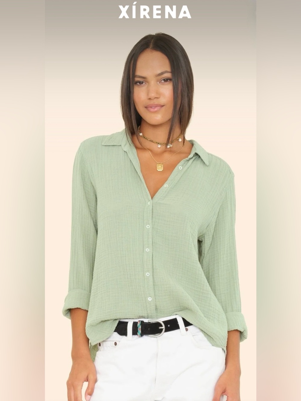 Xirena Scout 100% Cotton Gauze Long Sleeve Button Down Top,Size-Medium